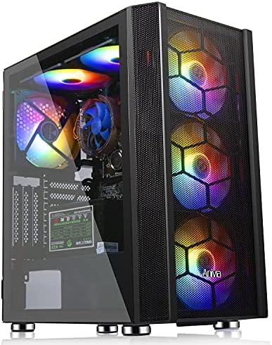 Anivia ATX Mid-Tower PC Gaming Case, Pre-Installed 6PCS Rainbow LED ...