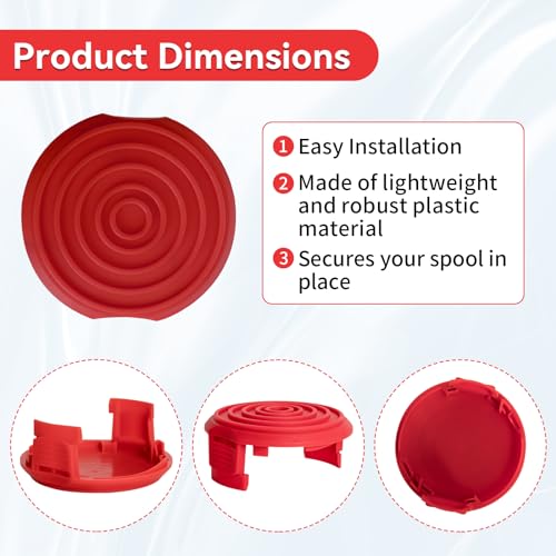 Bularie Spool Cap Cover Compatible with Hyber Tough Weed Eater HT18-401-002-01 HT19-401-003-03, Grass Trimmer Cap Cover Replacement for Weed Whacker HT18-401-004-01 HT10-401-002-01, Red - 2 Pack