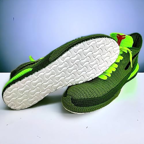 Ko_Be Mamba 8 24 Bryant Green Christmas Slippers, Retro Basketball Protro Shoes 2020, Knitted The Grinchs Sneakers, Handmade Custom Home Shoes Slippers (Us Size - 8 (Men)) #TOP1