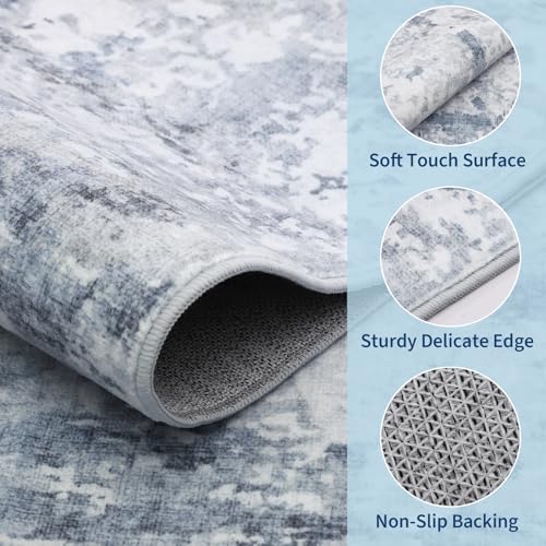 GarveeHome 5x7 Abstract Area Rug for Living Room Bedroom, Modern Washable Rugs Soft Low Pile Non Slip Accent Floor Mat Blue Grey Throw Rug Indoor Carpet Dining Room Playroom — view 4