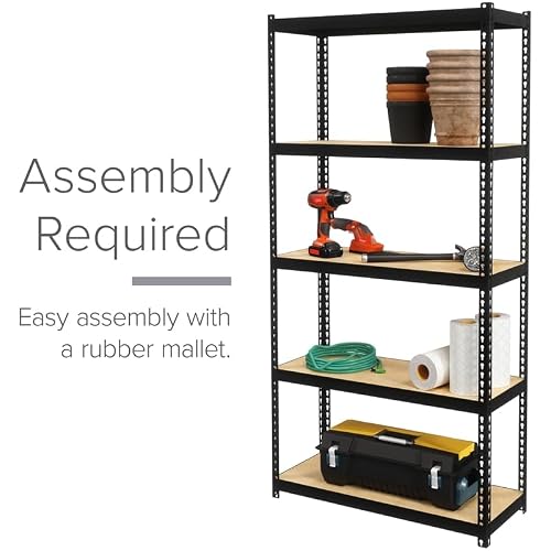 Hirsh Industries Space Solutions 1000 Riveted Metal Shelving 5-Shelf Unit 12D x 30W x 60H Black