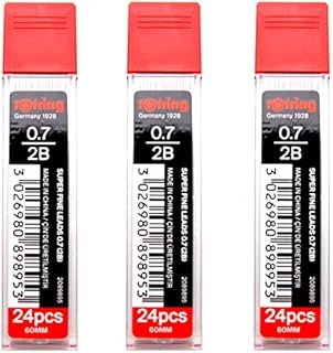 rOtring 0.7mm 2B Super Polymer Pencil Lead - Pack of 3 Tubes - 72 Leads in Total - Refills for Mechanical Pencils