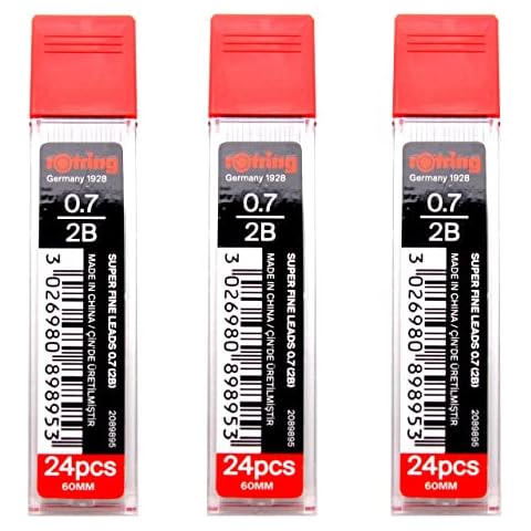 rOtring 0.7mm 2B Super Polymer Pencil Lead - Pack of 3 Tubes - 72 Leads in Total - Refills for Mechanical Pencils Cover