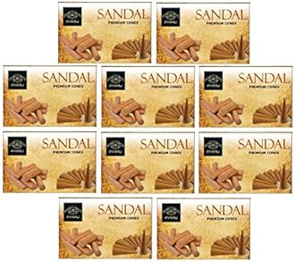 Aviraj Sandalwood Dhoop Cones for Pooja Combo Pack - 10 Boxes I Incense Cone Dhoop Chandan Fragrance Natural Charcoal Free