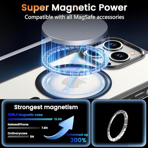 Image of JGD PRODUCTS for iPhone 14 Pro Case: Clear Magnetic Slim Fit Case Compatible with Magsafe Rugged Protective Transparent Cover (Black Magnetic)