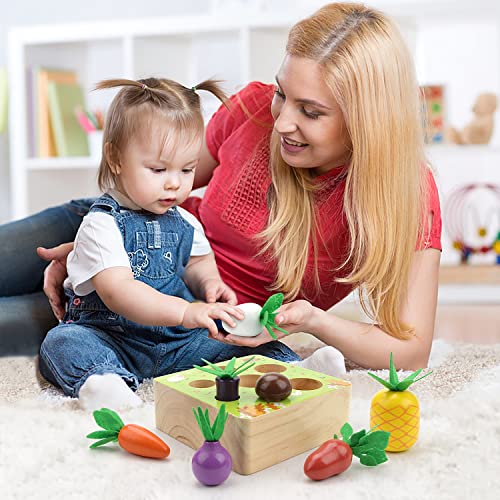 Skyfield Wooden Farm Harvest Game Montessori Toy, Educational Learning Toy For Boys &Girls 1 2 3 Years Old, Shape Sorting Vegetable &Fruits Fine Motor Skill Toy Gift For Toddlers 1-3 #TOP6