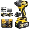 GoYwato Cordless Impact Driver 2655In-lbs(300N·m) - 21V 1/4" Hex Chuck Brushless Hand Impact Driver With 2 x 4.0Ah Battery & Charger & 14 x Sockets Set & 10 x Screwdriver Bits for Home Projects & DIY