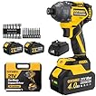 GoYwato Cordless Impact Driver 2655In-lbs(300N·m) - 21V 1/4" Hex Chuck Brushless Hand Impact Driver With 2 x 4.0Ah Battery & Charger & 14 x Sockets Set & 10 x Screwdriver Bits for Home Projects & DIY