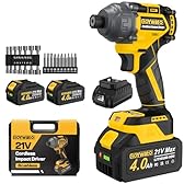 GoYwato Cordless Impact Driver 2655In-lbs(300N·m) - 21V 1/4" Hex Chuck Brushless Hand Impact Driver With 2 x 4.0Ah Battery & Charger & 14 x Sockets Set & 10 x Screwdriver Bits for Home Projects & DIY