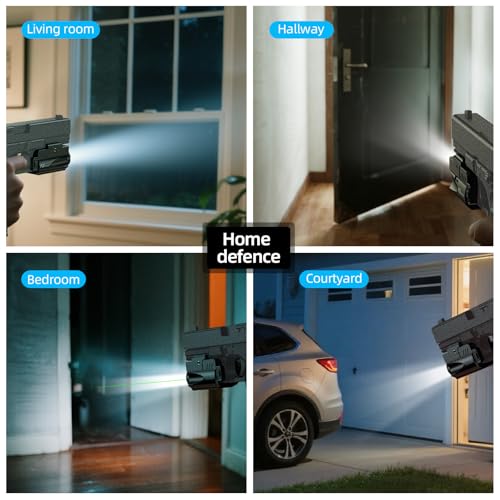 EZshoot 1000 Lumens Pistol Light Laser Combo, Rechargeable Gun Light with Green Laser Beam, Pistol Flashlight with Slid Rail Compatible with Glock and Picatinny Rail, Handgun Lights for Home Defense