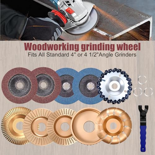 14PCS Wood Carving Disc Set for 4 4-1/2 in Angle Grinder Attachments by HHLZDHH - Used condition - Image 4