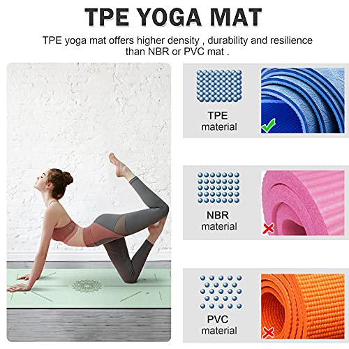 Yoga Mat Non Slip, Pilates Fitness Mats with Alignment Marks, Eco Friendly, Anti-Tear Yoga Mats for Women, Exercise Mats for Home Workout with Carrying Strap (B098XHH6PJ) - Thumbnail 4