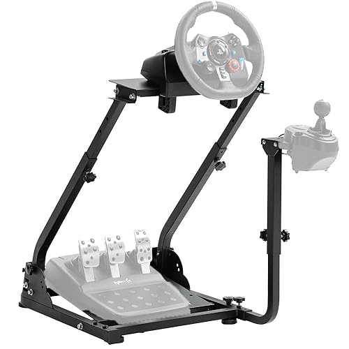 Gazzyt Steering Wheel Stand with Shifter Mount Foldable Adjustable Compatible with Logitech,Thrustmaster G29 G920 G923 T248 T300 Racing Wheel Stand