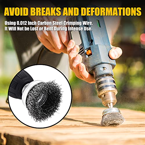 Tilax Drill Wire Brush End Brush Set 6 Piece, Wire Brushes For Cleaning 1/4 Inch Arbor 0.012 Inch Coarse Carbon Steel Crimping Wire Wheel, Paint-Surface And Small Spaces Can Be Treated. #TOP4