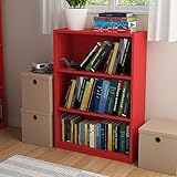 Ameriwood 3-shelf Bookcase, Multiple Finishes. Ideal for Dorm Room, Home Office, Living Room or Any Room. (Ruby Red)