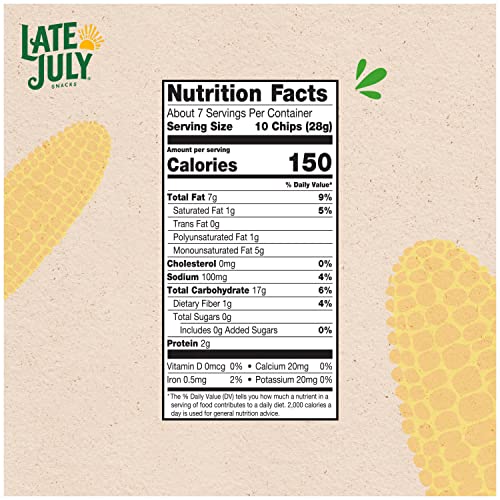 Late July Snacks, Dippers, Organic White Corn Tortilla Chips, 7.4-Oz. Bag (Pack Of 9) #TOP3