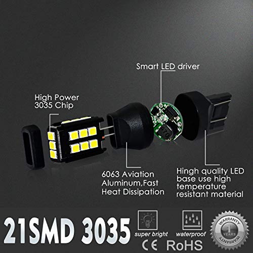 Alla Lighting Xtreme Super Bright T20 7440 7443 Led Bulbs High Power 3035 21-Smd Led 7443 Bulbs 7441 7444 W21W Led Turn Signal Brake Stop Tail Light #TOP4