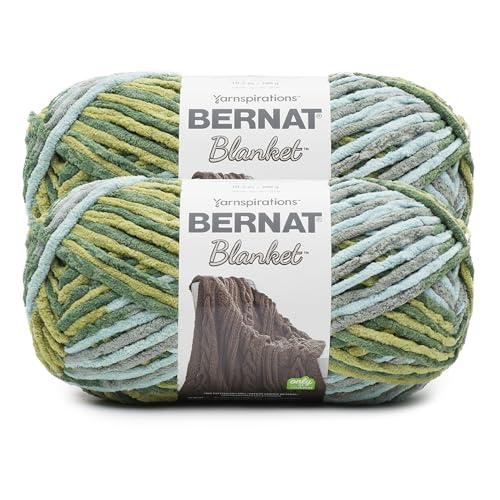 Image of Bernat Blanket BB Forest SAGE Yarn - 2 Pack of 300g /10.5 oz - 100% Polyester - #6 Super Bulky - 220 Yards - Knitting /Crochet