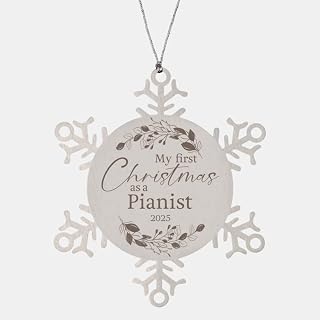 My First Christmas as a Pianist 2025 Snowflake Ornament Gifts for New Keyboardist Musician Concert Pianist Music Performer Manager, Xmas Party Decor, Job Promotion, Engraved