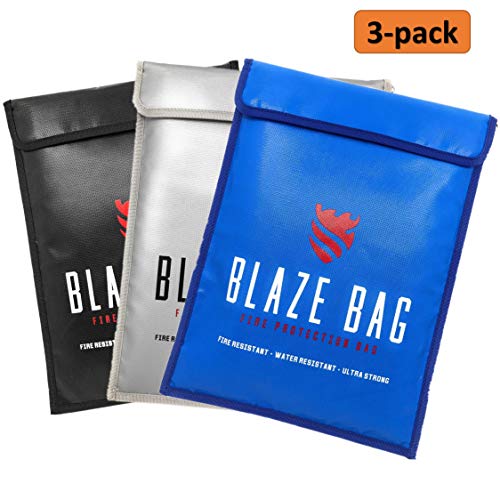 Fireproof Document Bag 15 x 11 Inch Fire Resistant Bag Fireproof Safe Storage