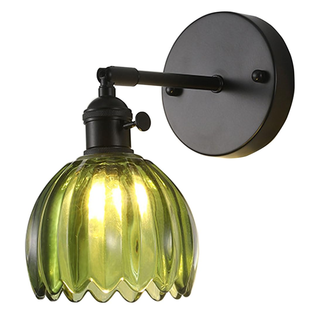 ZFPKXHVMG Indoor Wall Lamp, Industrial Wall Sconces Glass Flower Shade Multicolor Bedroom(Green)