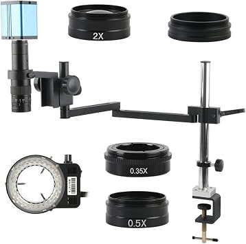 Smicroscope Accessories for Adults 1080P Auto Focus I_MX307 Measure Video Microscope Camera 120X 180X 200XC Mount Lens Microscope Stand Set for PCB Soldering Microscope Color A, Size 120X