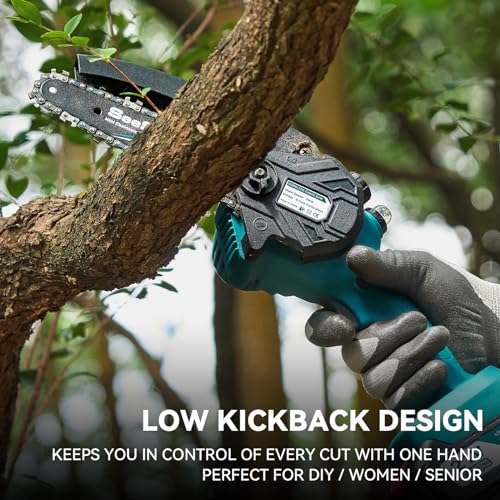 Seesii CH600+ Mini Chainsaw 6 Inch,Cordless Chainsaw W/ 2X2000Mah Batteries,Oiler System & Replacement Chain,Handheld Electric Chain Saw W/Safety Lock,Battery Powered Chainsaw thumb #5
