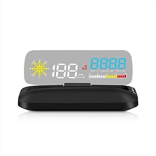 Car HUD C5, Head-Up Display, OBDII & GPS Scanner, Vehicle Speed, Fuel Consumption, Clear Fault Code, Compatible with All Cars