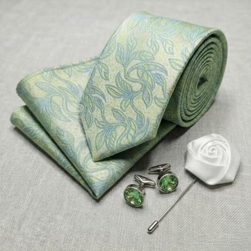 Image of Men's Necktie Gift Set with Wooden Box | Premium Tie, Pocket Square, Cufflinks & Lapel Pin | Elegant Formal Accessories Gift for Men