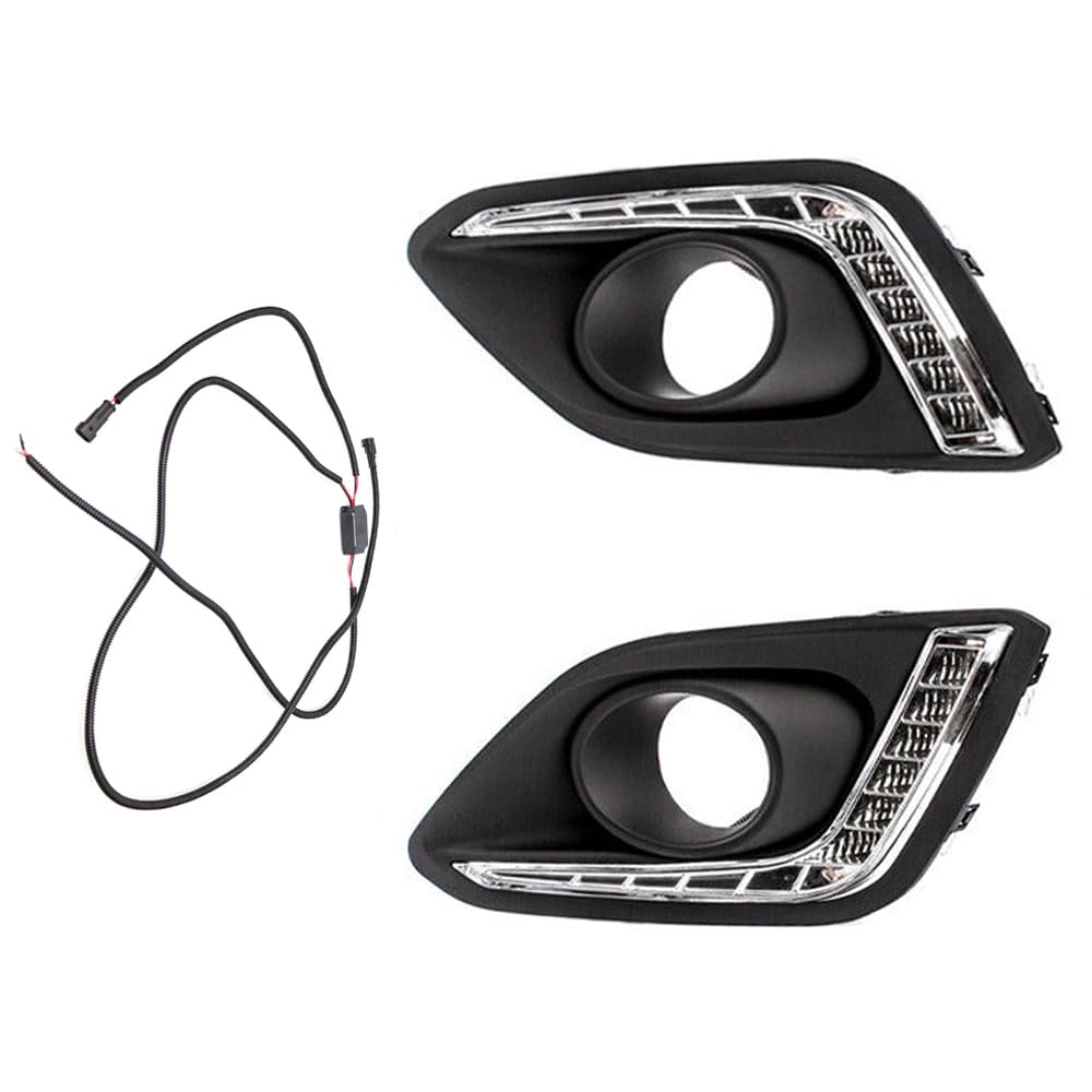 MACHSWON Parachoques delantero LED blanco luz de conducción diurna DRL luz de conducción con cubierta de agujero de lámpara antiniebla, tira de luces diurnas DRL para coche, impermeable, 12 V,