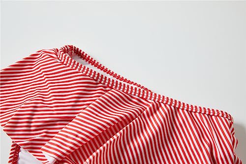 Mud Kingdom Girls Bikini 2-Piece Swimwear With Bow Tie Red Striped Hoodless Flat Swimsuit Fashion Size 9-10 thumb #6