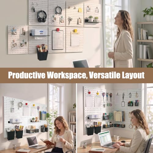 Pegboard Organizer—8 Pack 12x12 Inch Kit for Home Office & Workspace, White by Amoowis - Used condition - Image 7