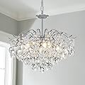 Saint Mossi Modern K9 Crystal Chandeliers, Middle Century Modern Design Chandelier Light Fixture for Dining Room, D20 x H17, Adjustable Chains 59", Chrome Finish Metal Frame