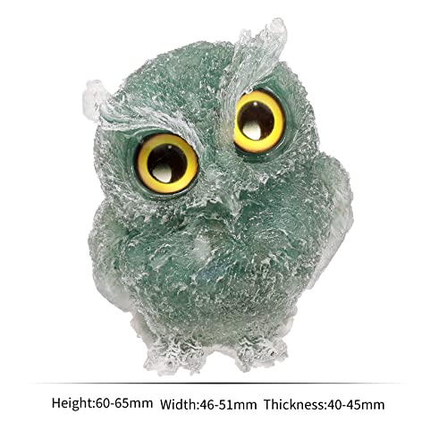 Nupuyai 2.4" Green Aventurine Owl Bird Carved Crystal Animal Statue Ornament - Image 2