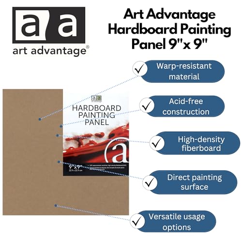 Art Advantage, 9-inch x 9-inch Hardboard Panel, Natural