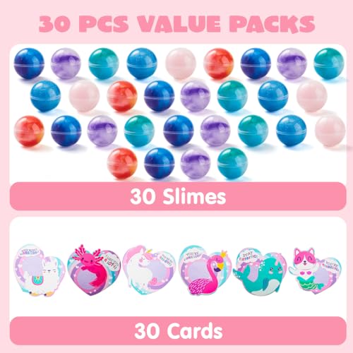 JOYIN 30 Packs Valentine’s Day Gift Cards with Rainbow Slime Stress Relief Stress Toy for Classroom Exchange Prizes, Valentine Party Favors, Classroom Exchange Gifts by JOYIN - Image 7