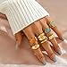 Todenb Chunky Gold Rings for Women，Open Stackable Tiger's Eye Stone Statement Rings Set Silver Vintage Knuckle Ring Fashion Chunky Jewelry Accessories StyleD