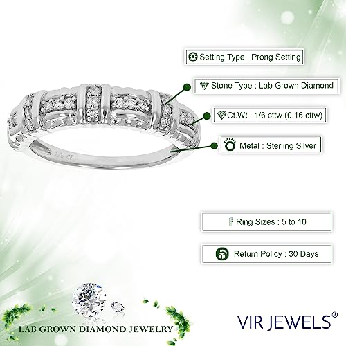 1/6 cttw Lab Grown Diamond Engagement Ring for Women in Round .925 Sterling Silver Prong Set Size 6-83