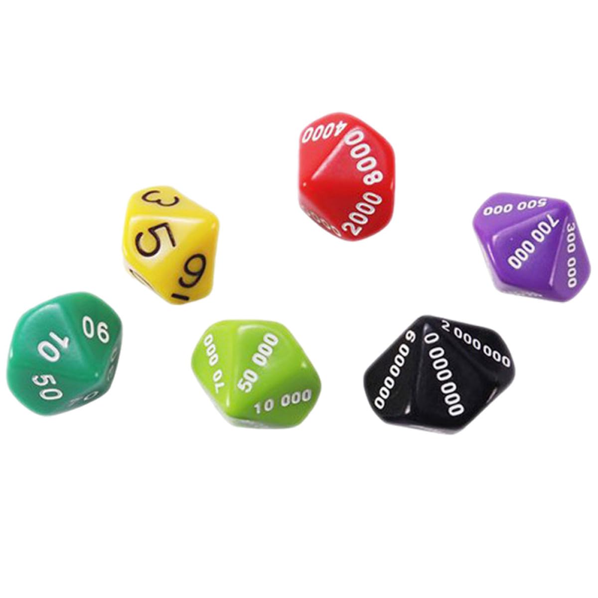 BESPORTBLE 6pcs Place Value Dice Board Game Multi Sided s Plastic Big Number Mini Party Prop Accessories Multi-Sided Set for Games RPG Props Random Colors Color