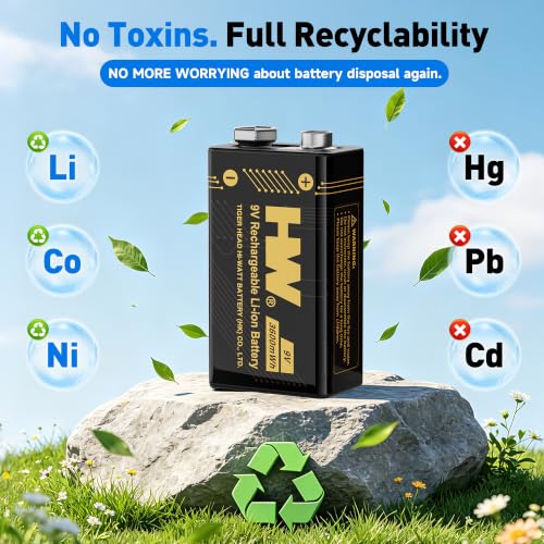 HW 9V Rechargeable Batteries 3600mWh Lithium 4 Pack with 4-Slot Charger - image 6