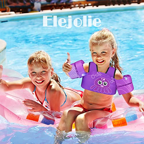Elejolie Kids Swim Vest For Child Learn Swiming Training,Infant Safety Swim Aid Jacket For Toddler 2 3 4 5 6 Years Old ,Arm Wings For Baby 22-66Lbs (Jellyfish) #TOP3