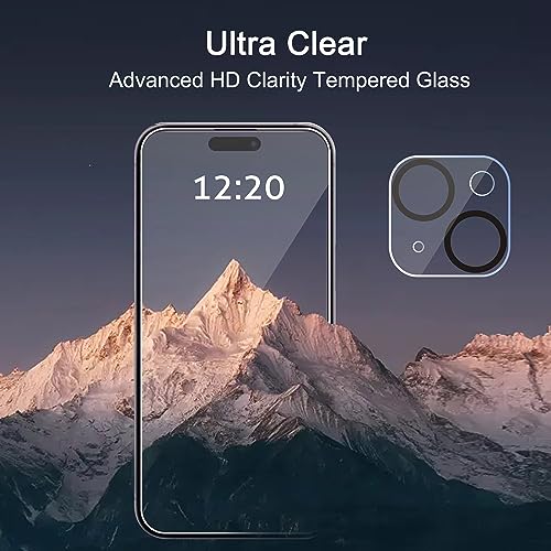 Ailun 3 Pack Screen Protector for iPhone 15 [6.1 inch] + 3 Pack Camera Lens Protector with Installation Frame,Case Friendly Tempered Glass Film,[9H Hardness] - HD by Ailun - Image 5