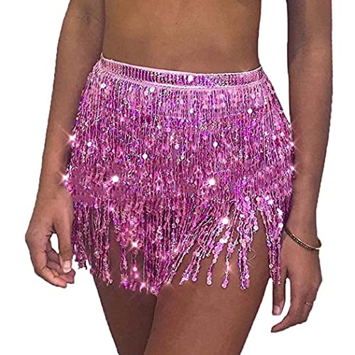 Zookey Paillettes Gland Jupe Danse du Ventre Jupe Rave Frange Hanche Écharpe Costume Danse Mini Wrap Jupes pour Femmes et Filles Cover