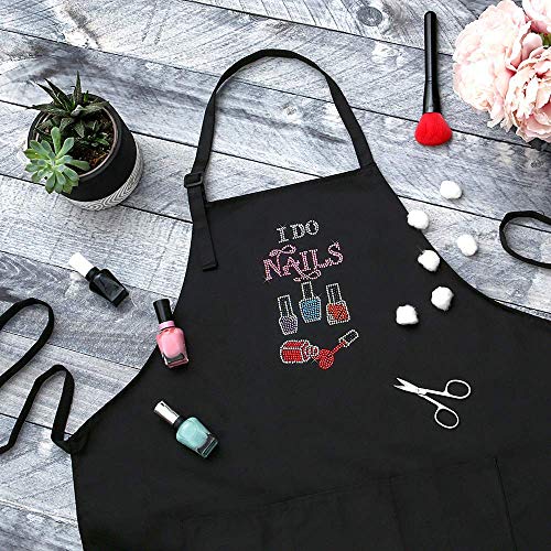Plum Hill I Do Nails Nail Tech Apron With Colorful Rhinestones - Uniform For Professional Salons Cosmetology Or At Home Manicurists Nail Apron Gifts For Nail Technician, Women #TOP6