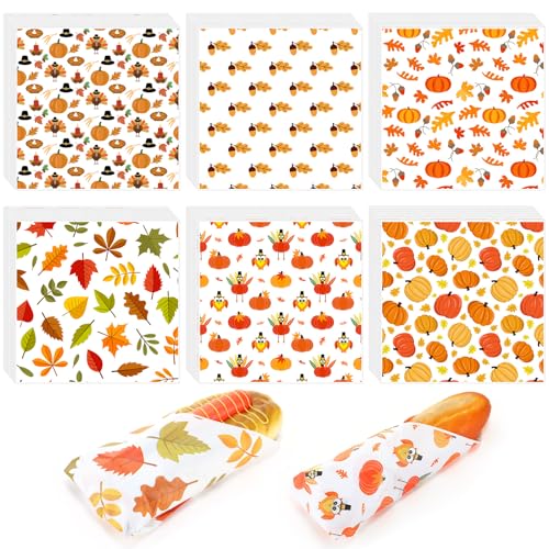 Thanksgiving Wax Paper Sheets 12x12in, 600ct (6 styles) by Reallnaive