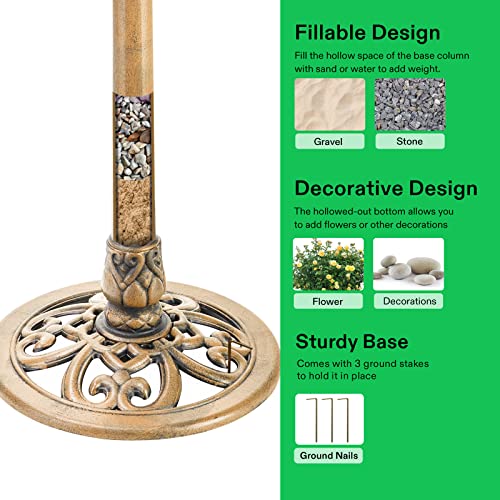 Image of VIVOSUN 28 inch Solar Bird Bath, Solar Powered Pond Fountain Combo Set for Outdoors, Gardens, Patio, Yard, Deck, Golden