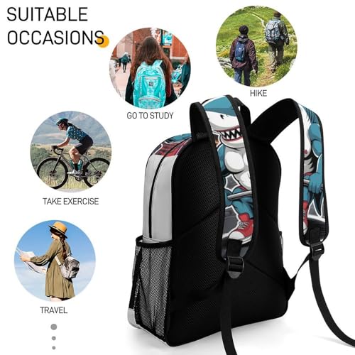 Tralalero-Tralala Merch Large Travel Backpack Italian-Brainrot Meme Waterproof Lightweight Daypack White 44x32x19cm4