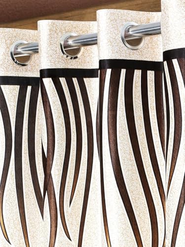 Image of Home Sizzler 1 Piece Stylized Tulip Grommet Polyester Window Curtain - 6 Feet, Brown