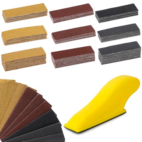 121Pcs Sander Sheet Kit, Mini Hand Sanding Block, Micro Detail Sander 60-400 Grit Sandpaper for Wood Crafts, Tight Spaces, DIY Polishing Projects