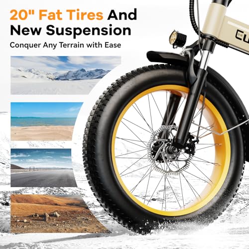 Image of 1000W Folding Electric Bike,48V 20AH Removable Battery E Bike,80 Miles Max Range Electric Bike for Adults,20 inch Fat Tire Foldable ebike,Adult Electric Bicycle for Commute Beach Snow